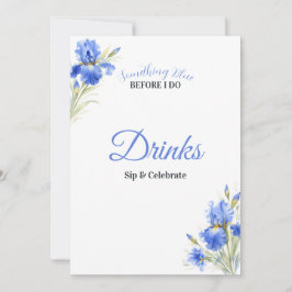 Invitación Blue Iris Something Blue Bridal Shower Drinks Sign