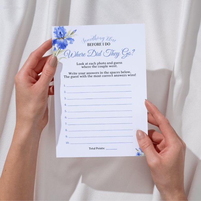 Invitación Blue Iris Where Did They Go Bridal Shower Game (Blue Iris Where Did They Go Bridal Shower Game Invitation
)
