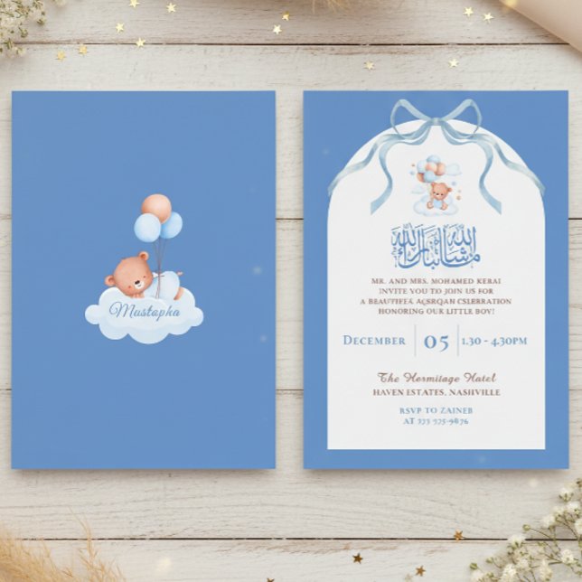 Invitación Blue Islamic Aqiqah for Baby Boy (Subido por el creador)