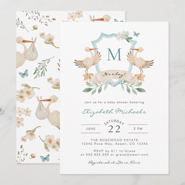 Invitación Blue It's A Boy Baby Shower Invitation (Anverso / Reverso)