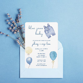 Invitación Blue Jean Baby | Baby Shower moderno | Globos
