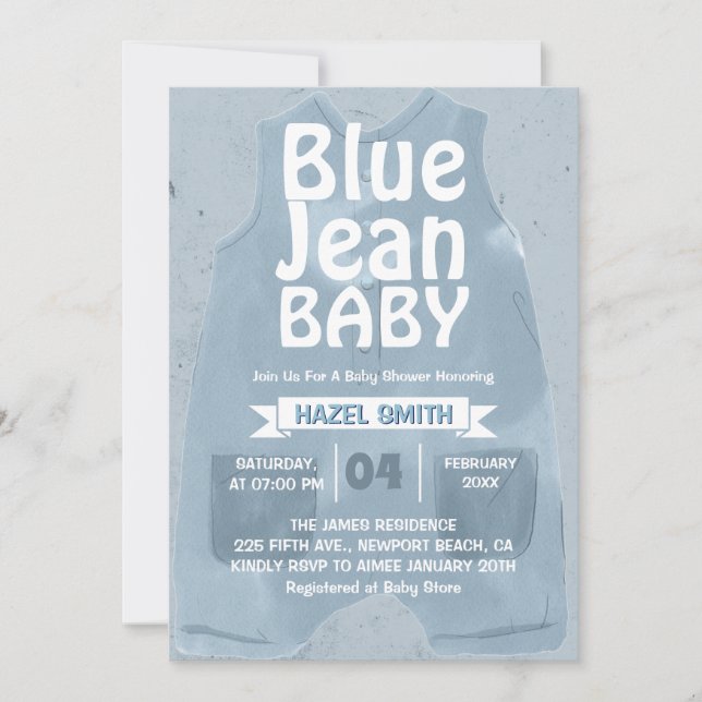 Invitación Blue Jean Baby Denim Baby Shower (Anverso)