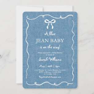 Invitación Blue Jean Baby Denim Baby Shower Boy