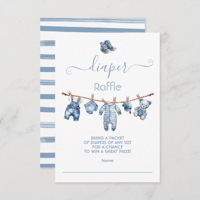 Invitación Blue Jean Baby Denim Diaper Raffle (Anverso / Reverso)