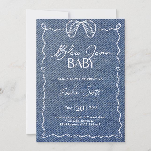 Invitación Blue Jean Baby Denim Shower (Anverso)