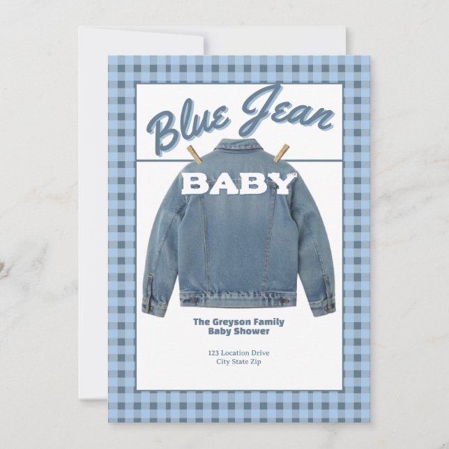 Invitación Blue Jean Baby - Denim Shower Custom Invitation (Anverso)