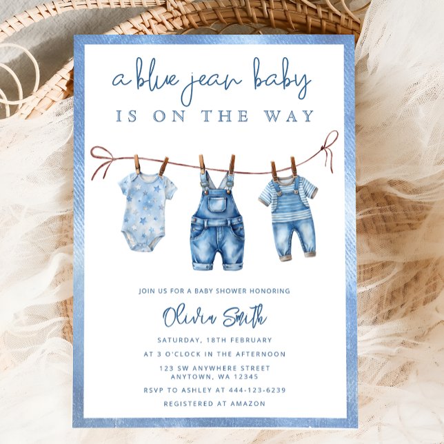 Invitación Blue Jean Baby está en camino Denim Boy Baby Showe (Subido por el creador)