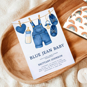 Invitación Blue Jean Baby Modern Denim Baby Shower
