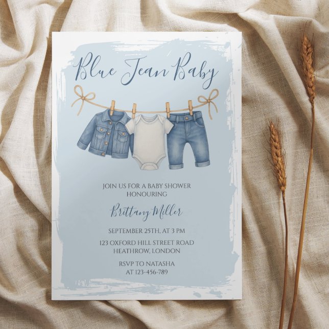 Invitación Blue Jean Baby Shower Baby Outfit (Subido por el creador)