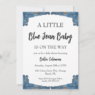 Invitación blue jean baby shower invitations