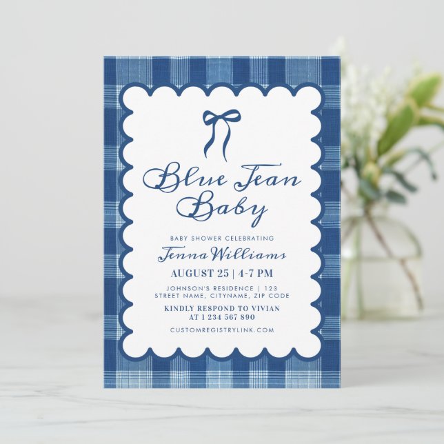 Invitación Blue Jean Boy Baby Shower  (Anverso de pie)