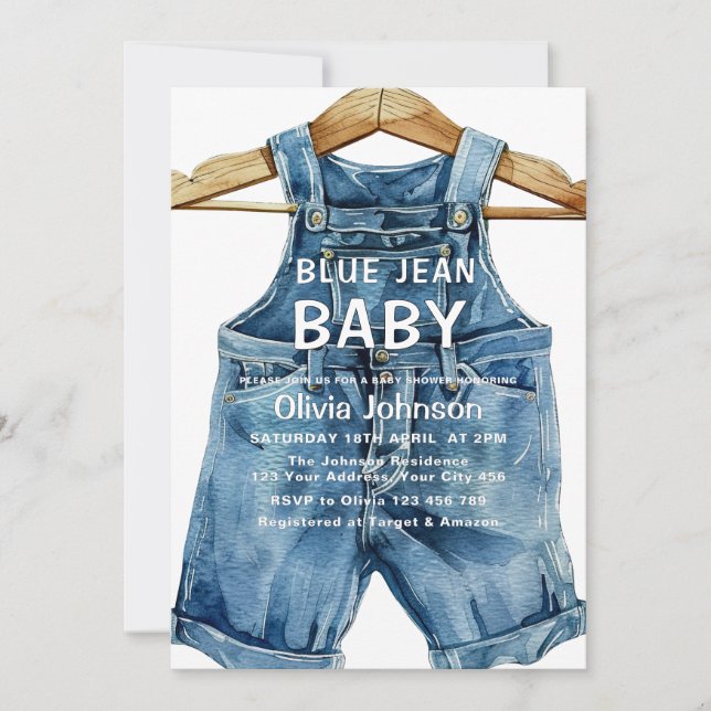 Invitación Blue Jean Boy Western Baby Shower (Anverso)