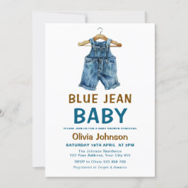 Invitación Blue Jean Boy Western Baby Shower