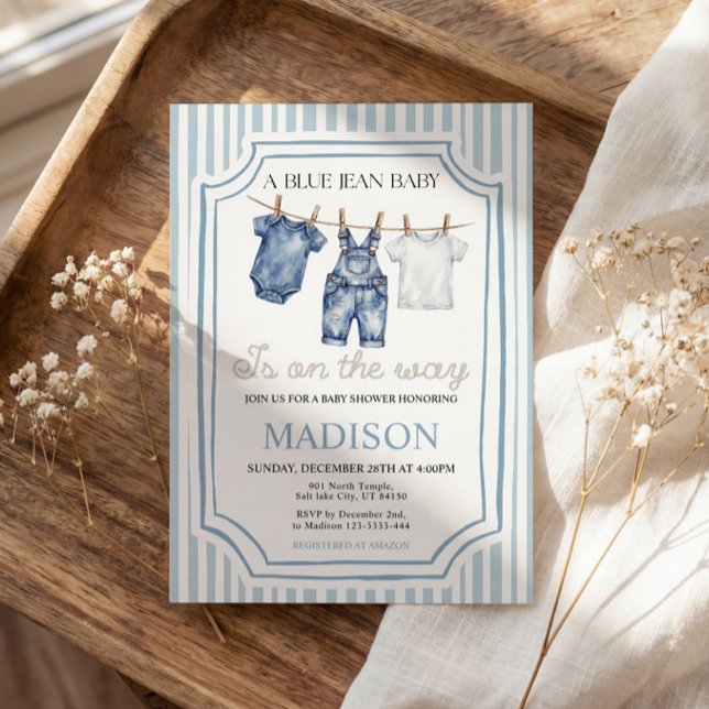 Invitación Blue Jean Denim Baby Shower Boy Invitation (Subido por el creador)