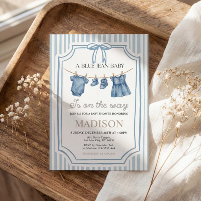 Invitación Blue Jean Denim Baby Shower Girl Invitation (Subido por el creador)