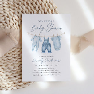 Invitación Blue Jean Denim Boy Baby Shower