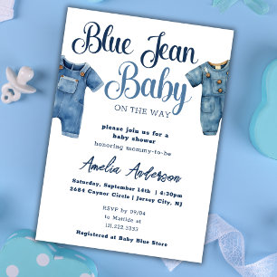 Invitación Blue Jean Denim Boy Baby Shower