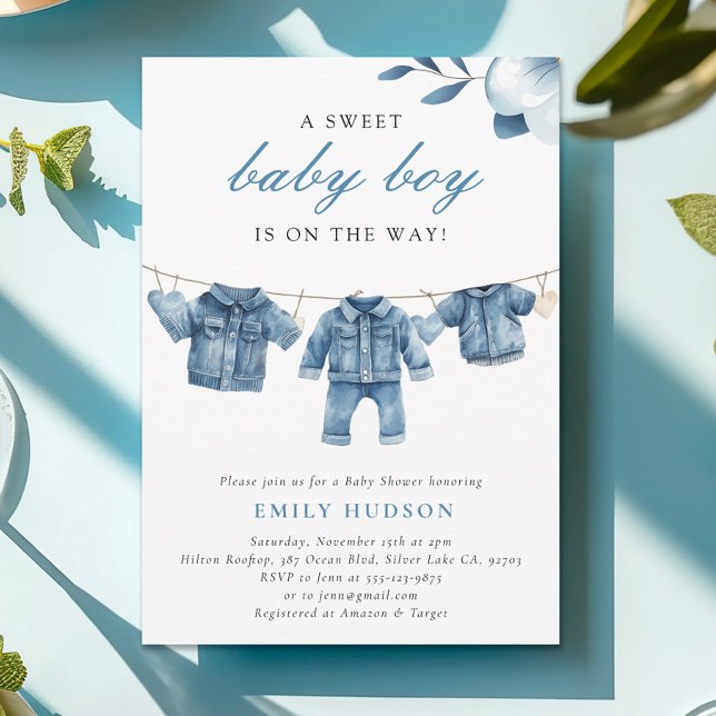 Invitación Blue Jean Denim Clothes Boy Baby Shower (Subido por el creador)