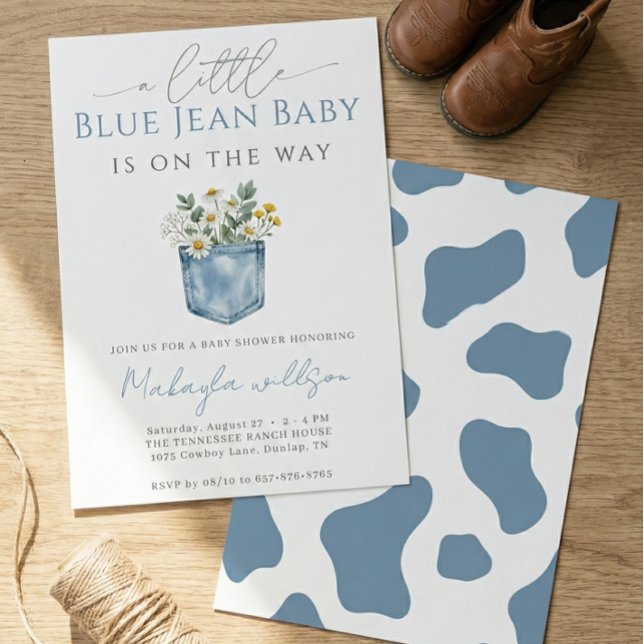 Invitación Blue Jean Denim Rustic Boy Baby Shower (Subido por el creador)