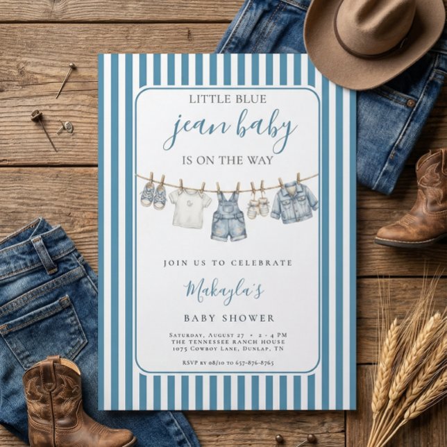 Invitación Blue Jean Denim Rustic Boy Baby Shower Invitation (Subido por el creador)