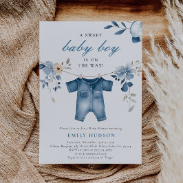 Invitación Blue Jean Denim Sweet Boy Baby Shower