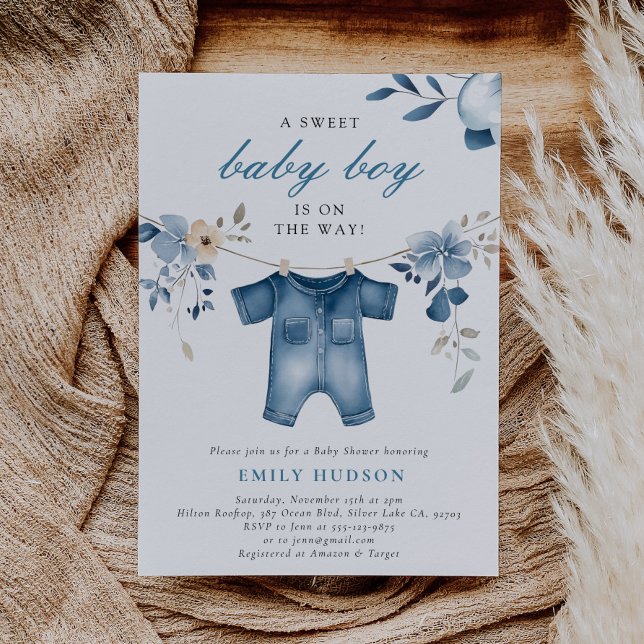 Invitación Blue Jean Denim Sweet Boy Baby Shower (Subido por el creador)