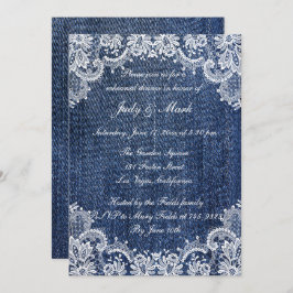 Invitación Blue Jean Denim Y Cena De Ensayos De Lace