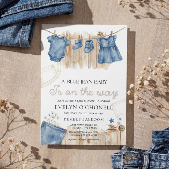 Invitación Blue Jean Girl Baby Shower Invitation (Subido por el creador)