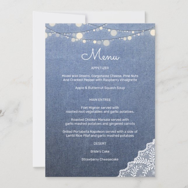 Invitación Blue Jean Lace String Lights (Anverso)