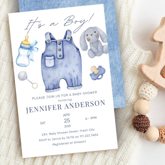 Invitación Blue Jeans Baby Boy Shower Denim (Blue Jeans Baby Boy Shower Denim Invitation)