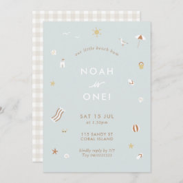 Invitación Blue Kids Beach Pool Fiesta Tema Cumpleaños