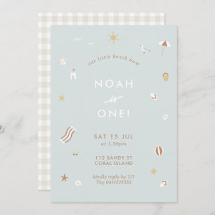 Invitación Blue Kids Beach Pool Fiesta Tema Cumpleaños