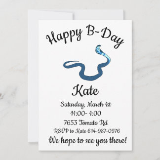 Invitación Blue King Cobra Happy B day