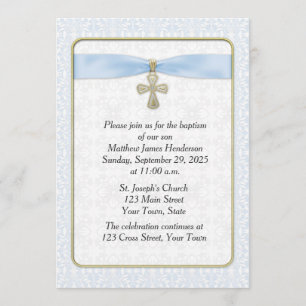 Invitación Blue Lace, Cruz de Oro, Religiosa