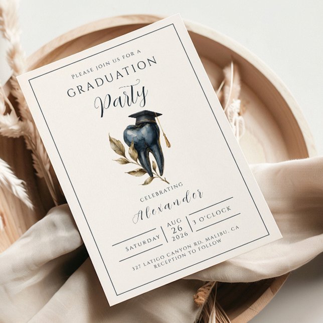 Invitación Blue Laurel Tooth Graduation Party (Subido por el creador)