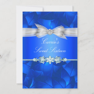 Invitación Blue Leaf & Bow Sweet Sixteen