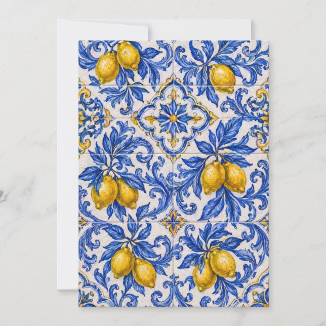 Invitación Blue Lemon Azulejo Tile (Anverso)