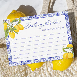 Invitación Blue Lemon Bridal Shower Date Night Ideas Card