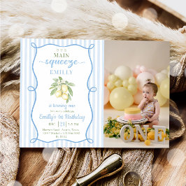 Invitación Blue Lemonade Birthday Photo Invitation