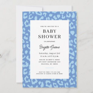 Invitación Blue Leopard Animal Print Baby Boy Shower