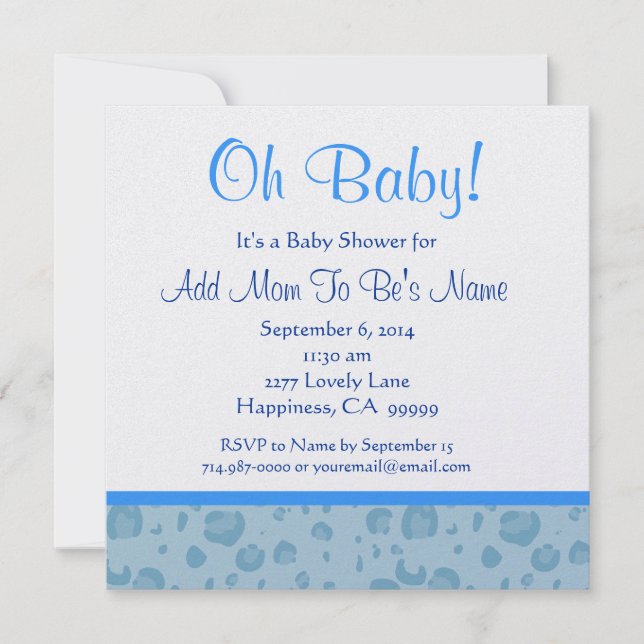 Invitación Blue Leopard Confetti Boy Baby Shower (Anverso)