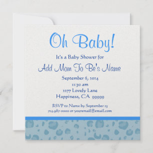 Invitación Blue Leopard Confetti Boy Baby Shower