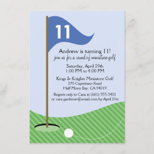 Invitación Blue Let's Par-Tee fiesta de cumpleaños del minigo