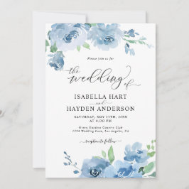 Invitación Blue Light Baby Blue All In One QR Code Boda