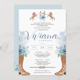 Invitación Blue Light Western Charra Quinceanera