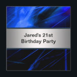 Invitación Blue Lights Mans 21st Birthday Fiesta<br><div class="desc">Moderno,  azul y blanco brillante,  luces láser de neón resumen la invitación de un hombre a la fiesta de 21 años.</div>