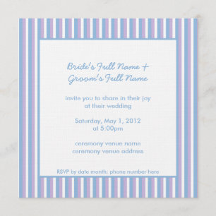 Invitación Blue Lilac White Stripes Boda azul blanco