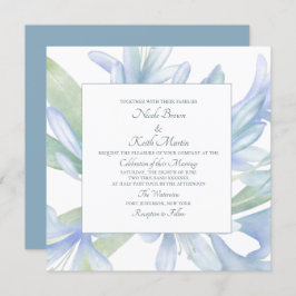Invitación Blue Lilies Watercolor Boda Square