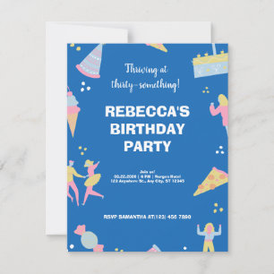 Invitación Blue lindo y peculiar fiesta de cumpleaños de pizz