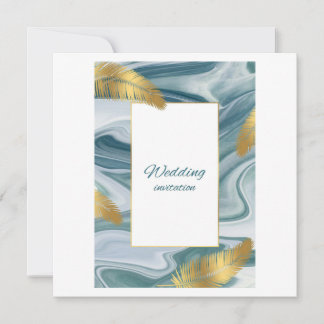 Invitación Blue Liquid Marble Wedding Invitation | Premium El